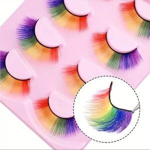 🆕 4 Pairs “Unicorn” False Eyelashes, 10-17mm Rainbow Full Strip Black Stems 🌈